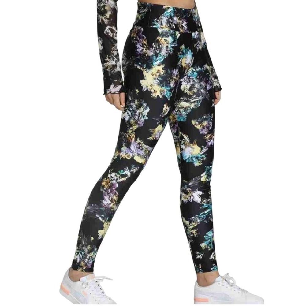 Puma Womens Crystal Print High Waist Leggings Black Multi 533595-01 Large